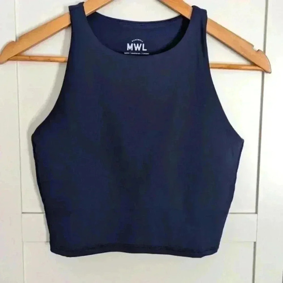 MADEWELL | Navy Blue Sport Crop Top w/  Built in Bra Size Small - Picture 1 of 4